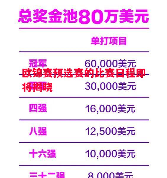 欧锦赛预选赛的比赛日程即将揭晓